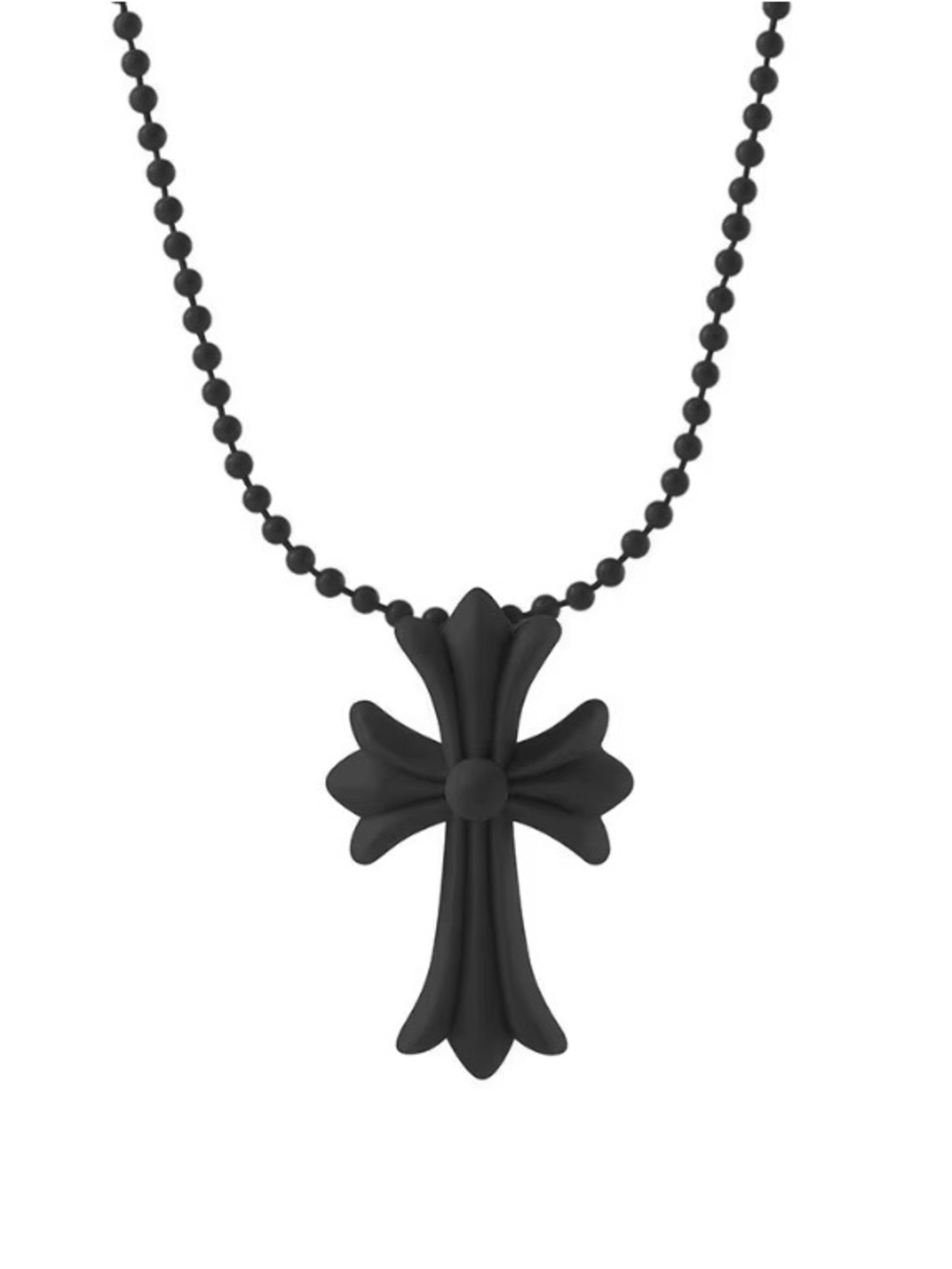 Matte Black Cross Pendant Necklace